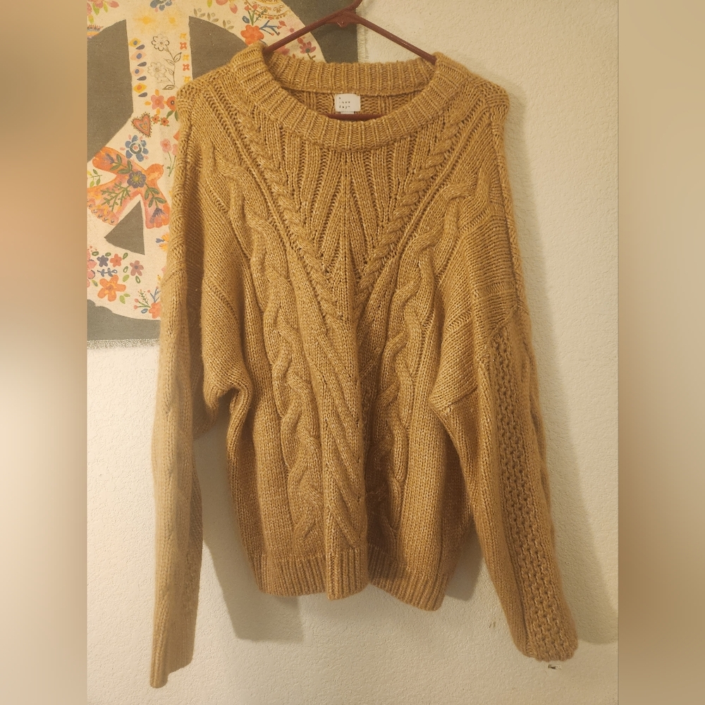 a new day Cable Knit Sweater in Yellow Sz Large